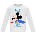 Tricou mânecă lungă copii -Frățior Mickey, Alb