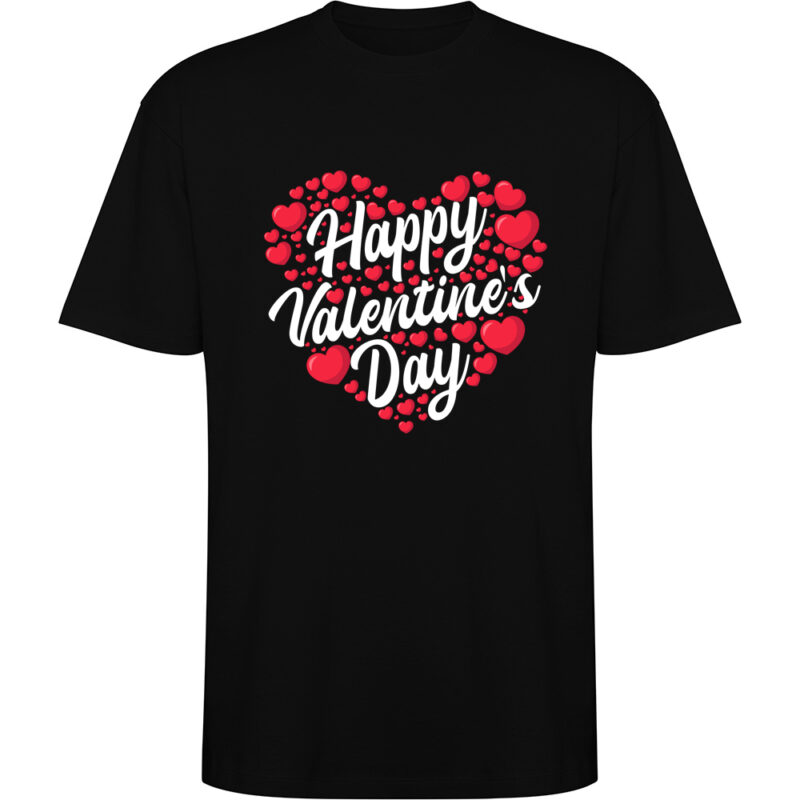 Tricou oversize Happy Valentines Day, Negru