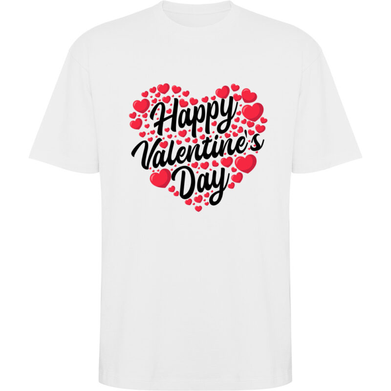 Tricou oversize Happy Valentines Day, Alb