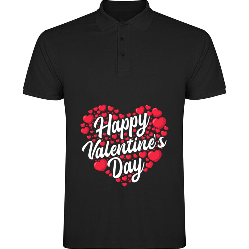 Tricou polo Happy Valentines Day, Negru