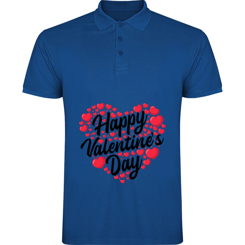 Tricou polo Happy Valentines Day, Albastru