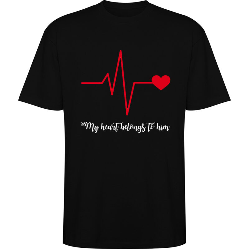 Tricou oversize Heart belongs to (Cardiac heart) - EA, Negru