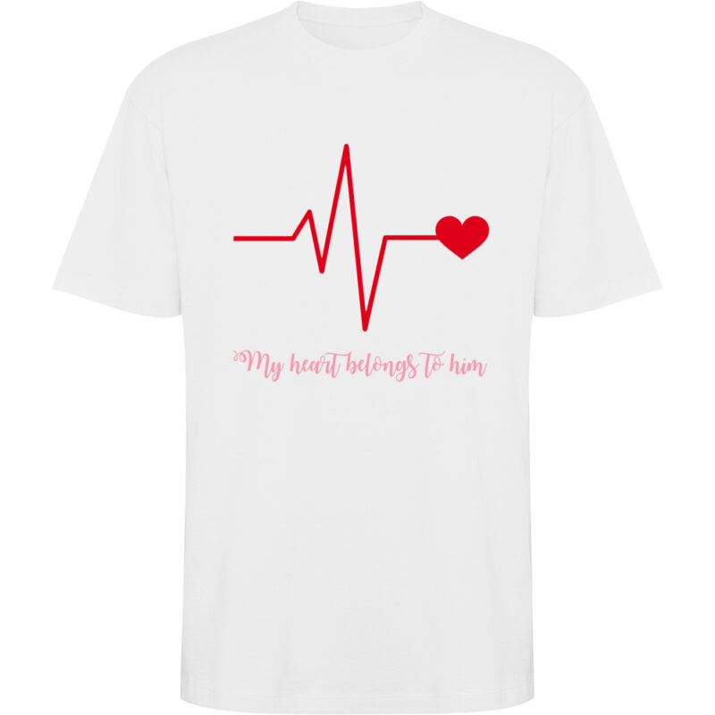 Tricou oversize Heart belongs to (Cardiac heart) - EA, Alb