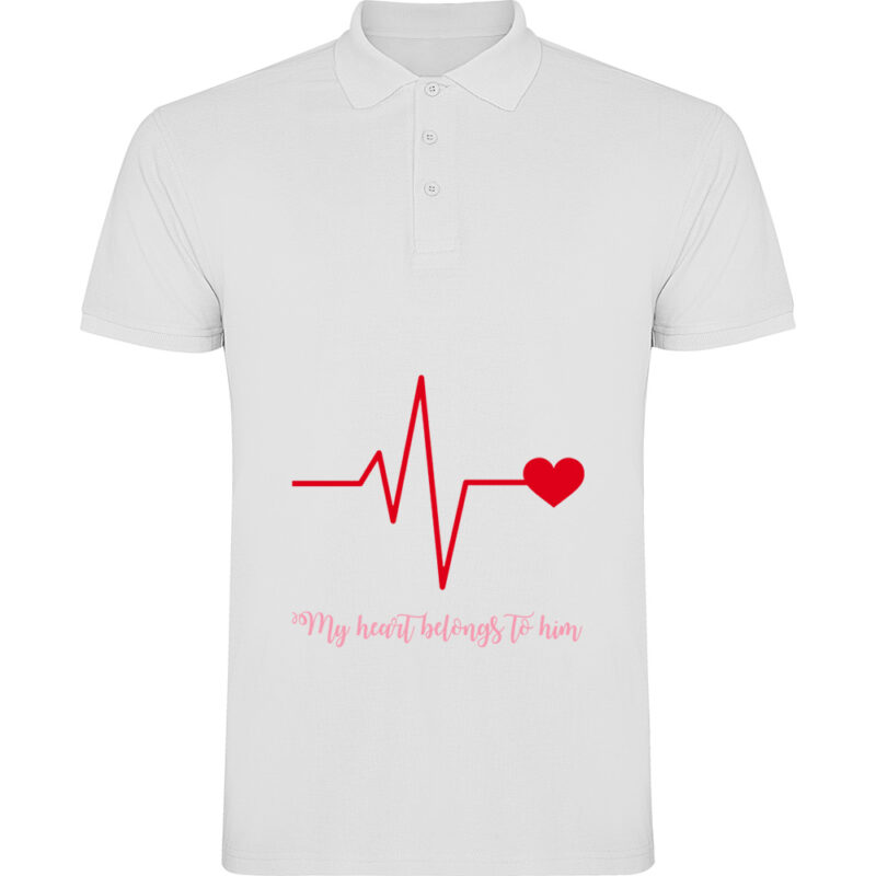 Tricou polo Heart belongs to (Cardiac heart) - EA, Alb