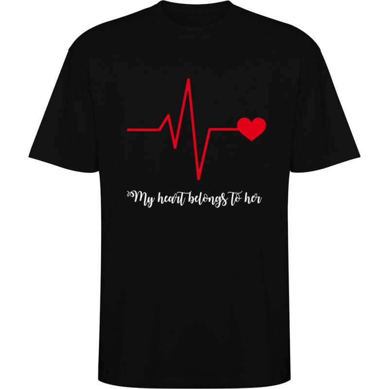 Tricou oversize Heart belongs to (Cardiac heart) - EL, Negru