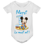 Body copii -La mulți ani ! - Mickey (1 anișor), Alb