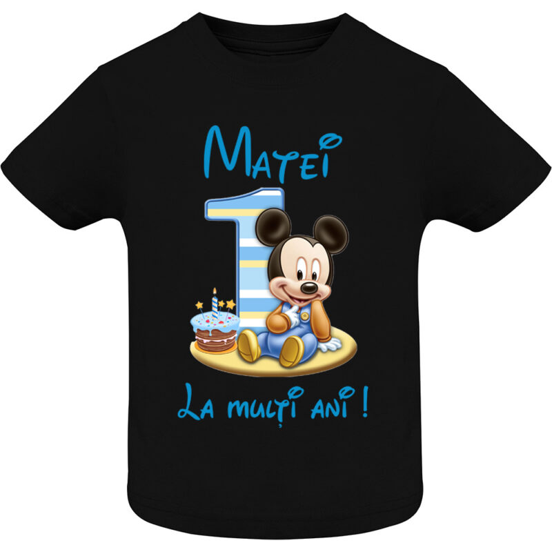 Tricou copii -La mulți ani ! - Mickey (1 anișor), Negru