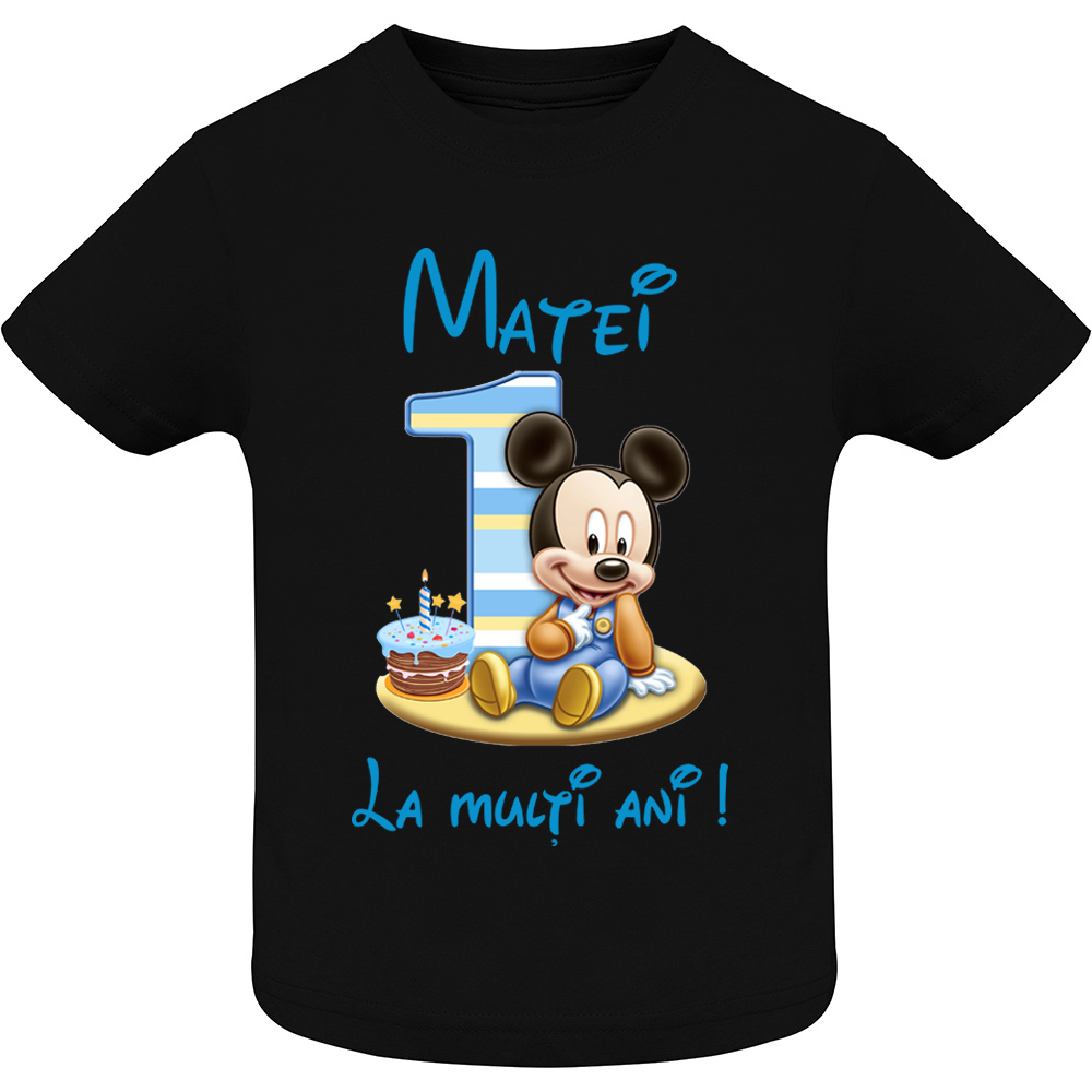 LAMULTIANI-MICKEY1ANISOR.TC-SS.BLK_.jpg Tricou copii -La mulți ani ! - Mickey (1 anișor), Negru - imagine 1