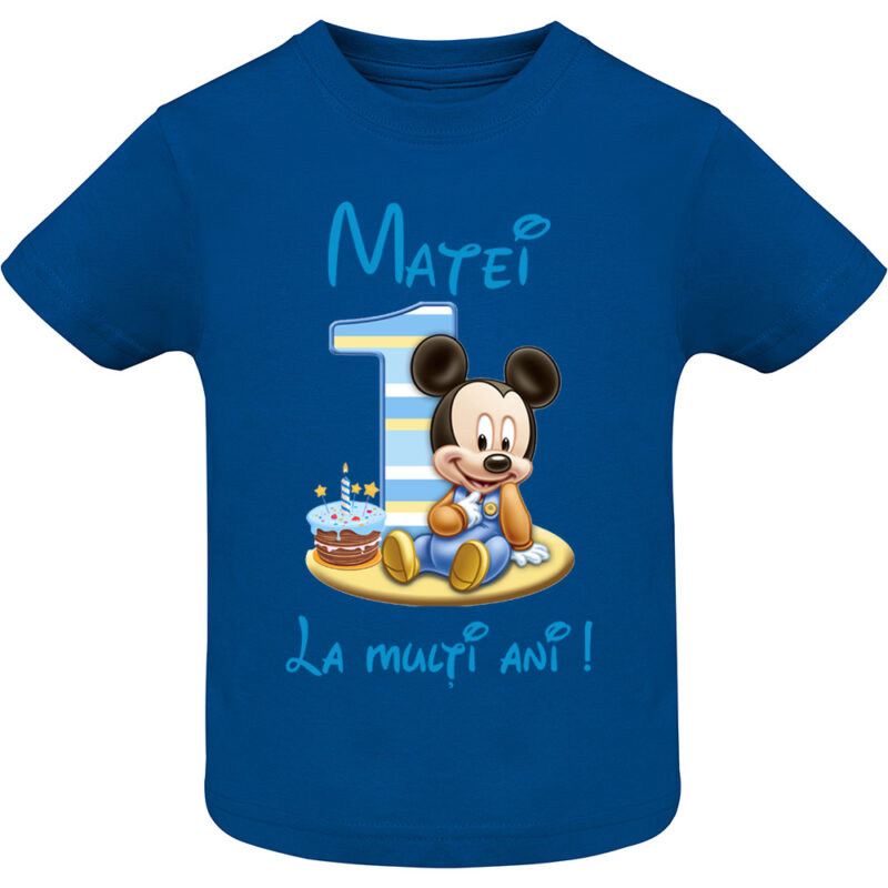 Tricou copii -La mulți ani ! - Mickey (1 anișor), Albastru
