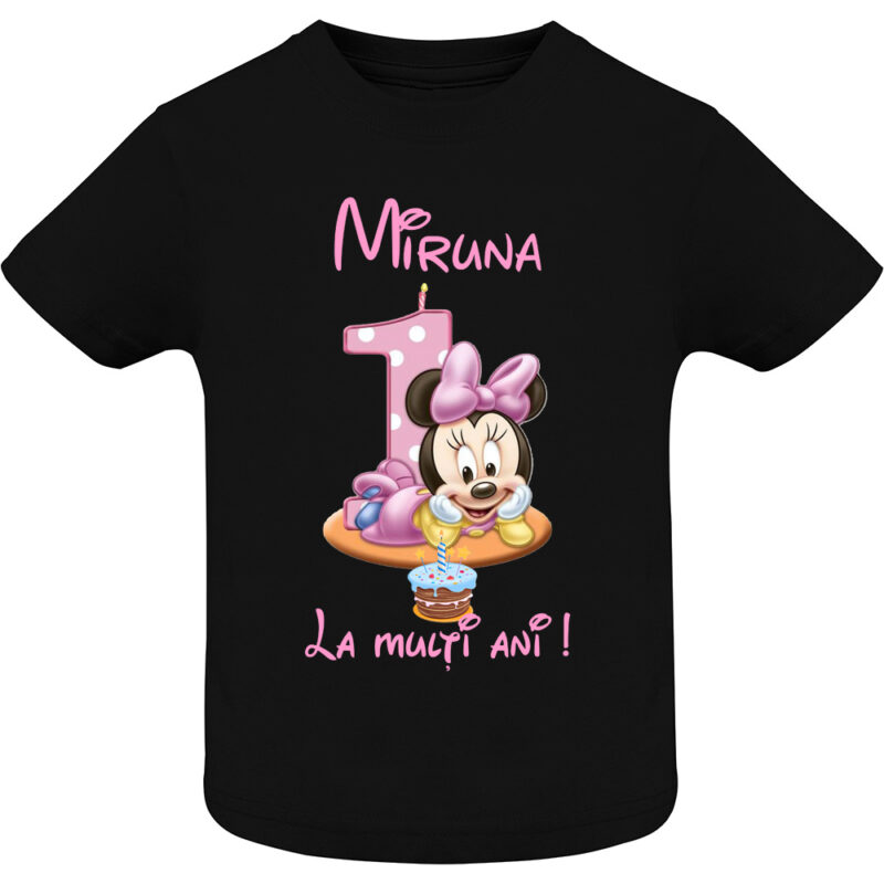 Tricou copii -La mulți ani ! - Minnie (1 anișor), Negru
