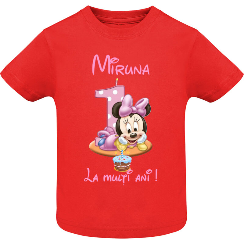 Tricou copii -La mulți ani ! - Minnie (1 anișor), Roșu