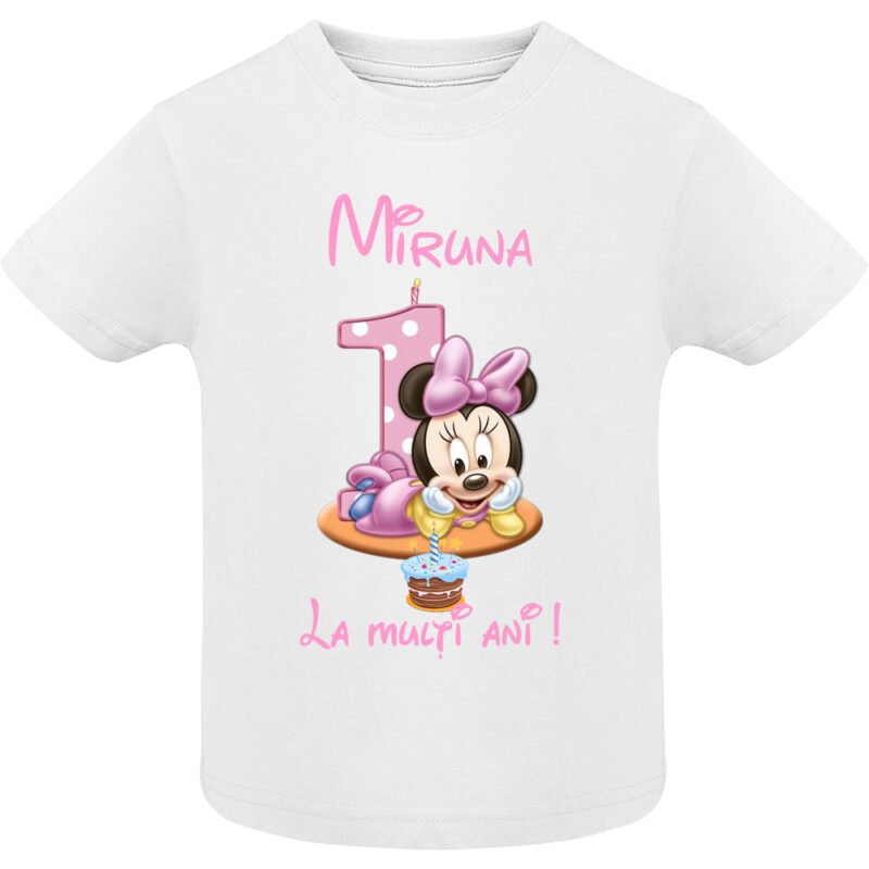 Tricou copii -La mulți ani ! - Minnie (1 anișor), Alb