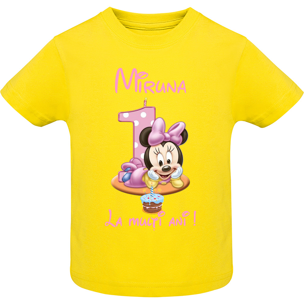 LAMULTIANI-MINNIE1ANISOR.TC-SS.YEL_.jpg Tricou copii -La mulți ani ! - Minnie (1 anișor), Galben - imagine 1