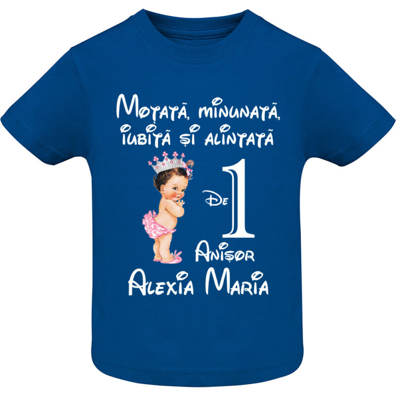 Tricou copii -La mulți ani ! - Moțată și alintată (1 anișor), Albastru