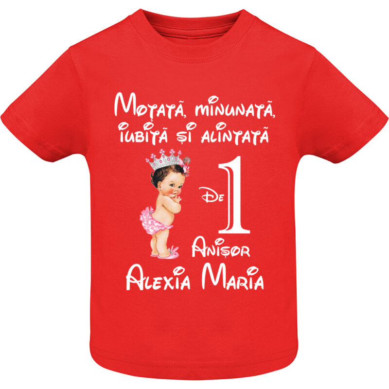 Tricou copii -La mulți ani ! - Moțată și alintată (1 anișor), Roșu