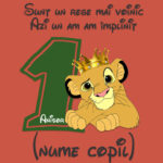 Body copii -La mulți ani ! - Rege voinic Simba (1 anișor), Alb - imagine 2