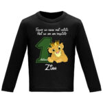 Tricou mânecă lungă copii -La mulți ani ! - Rege voinic Simba (1 anișor), Negru