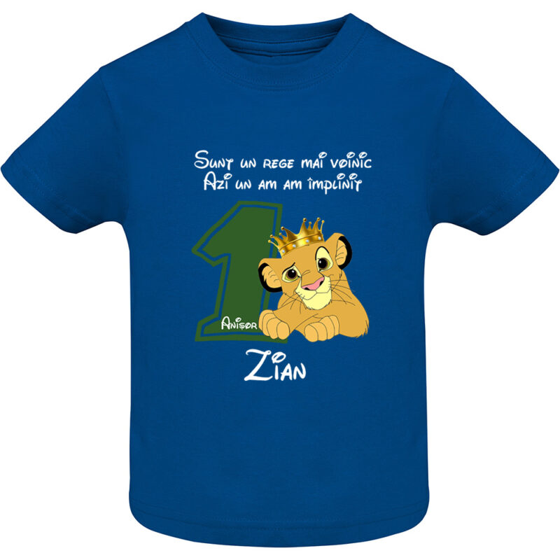 Tricou copii -La mulți ani ! - Rege voinic Simba (1 anișor), Albastru