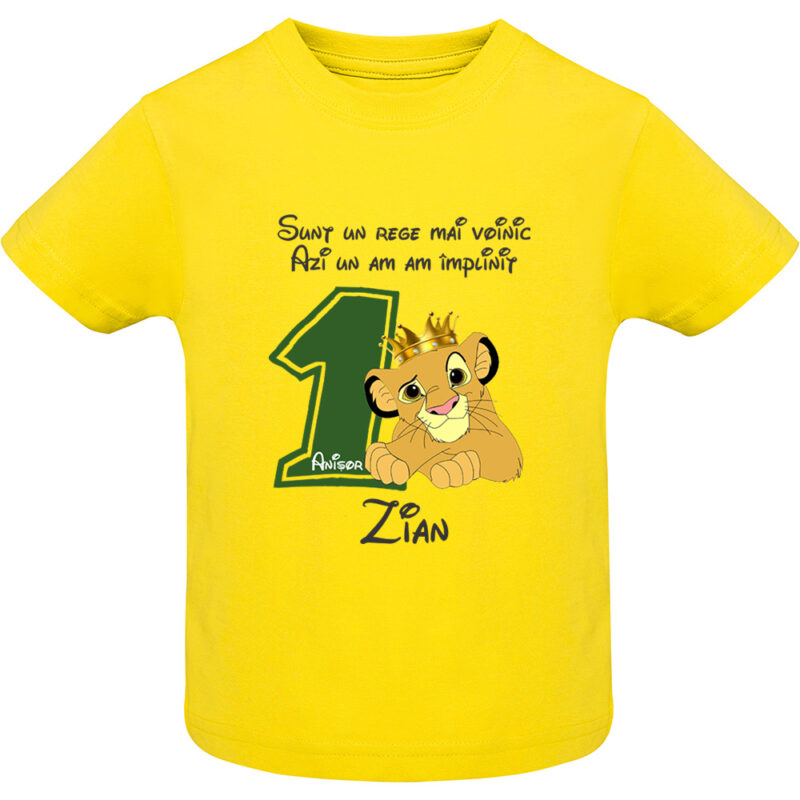 Tricou copii -La mulți ani ! - Rege voinic Simba (1 anișor), Galben