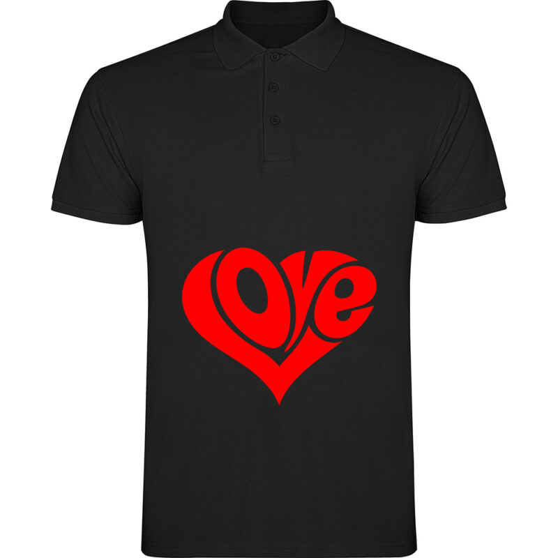 Tricou polo Love, Negru