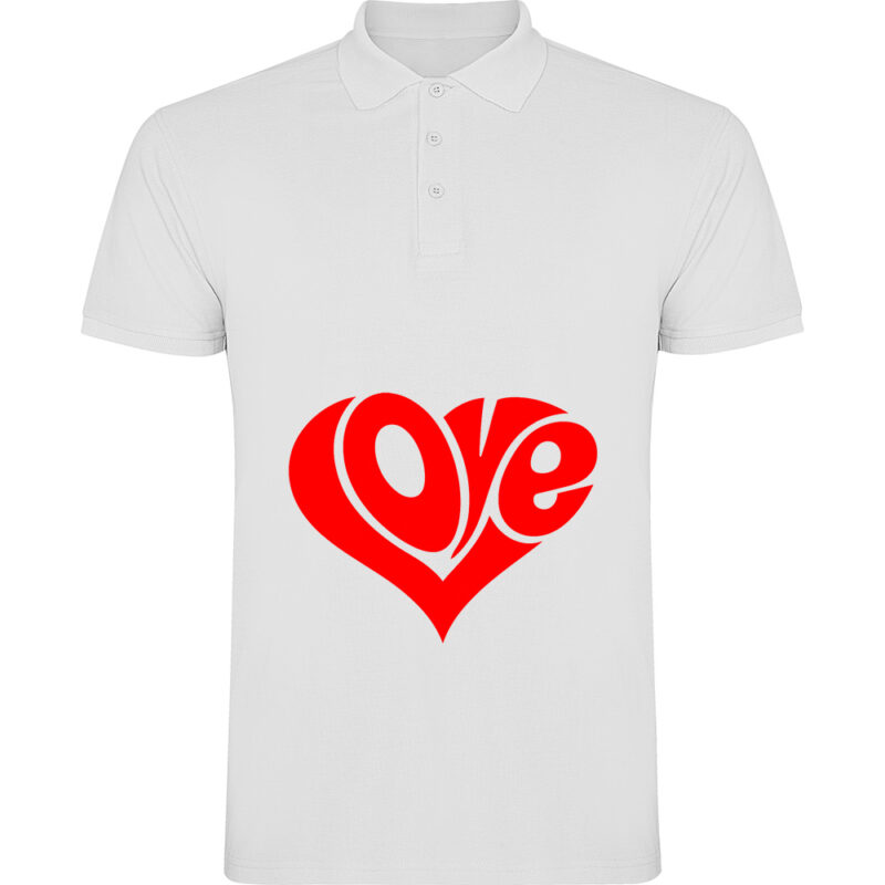 Tricou polo Love, Alb