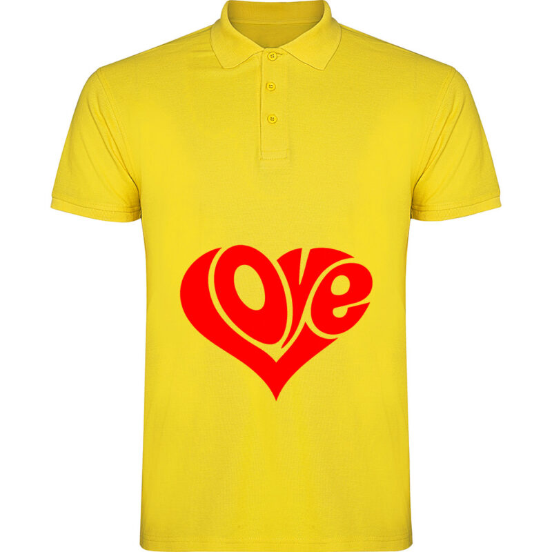 Tricou polo Love, Galben