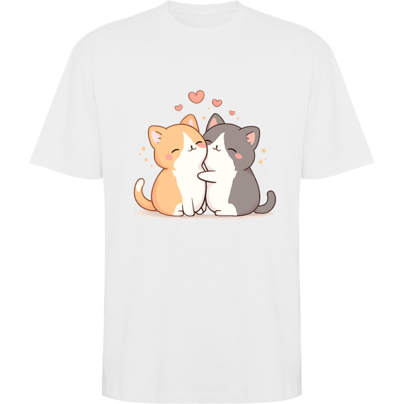 Tricou oversize Love (Cats), Alb