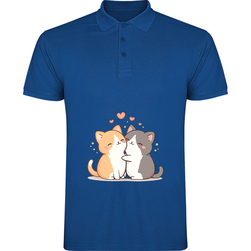 Tricou polo Love (Cats), Albastru
