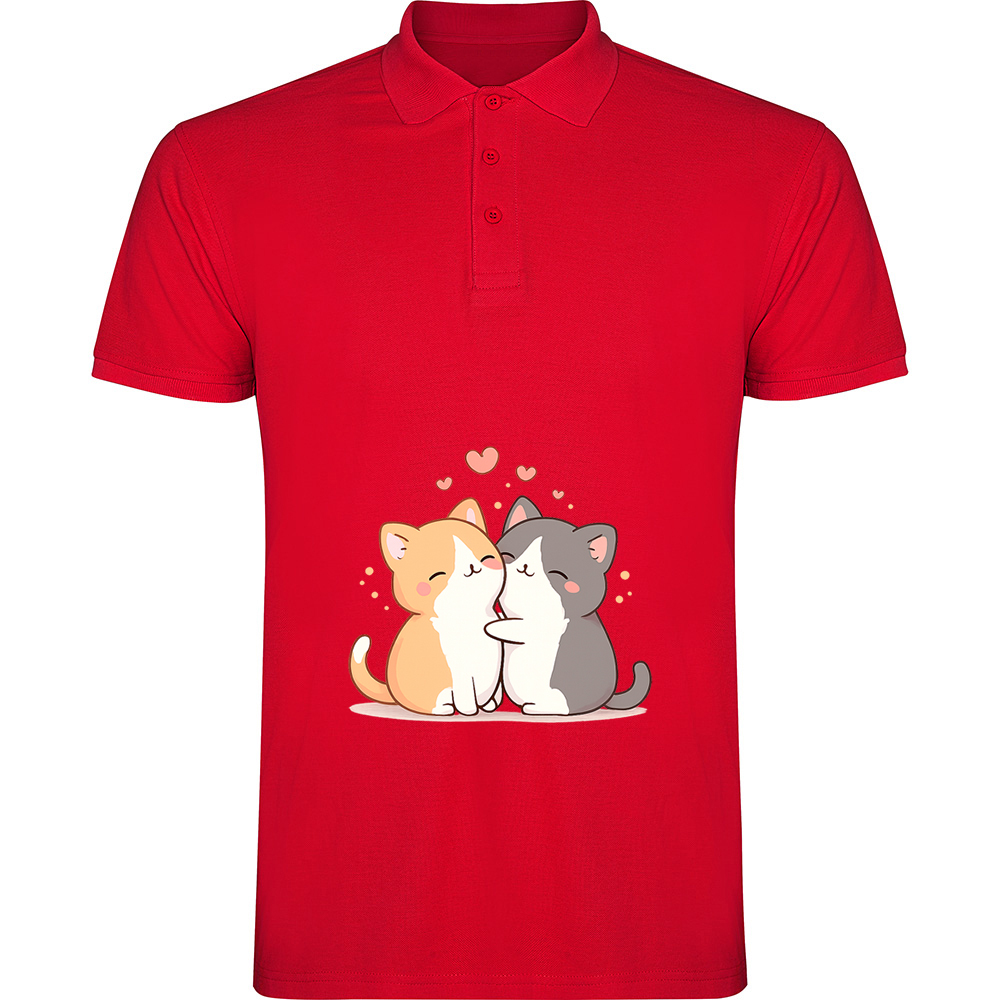 LOVECATS.TP_.RED_.jpg Tricou polo Love (Cats), Roșu - imagine 1