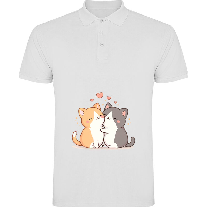 Tricou polo Love (Cats), Alb