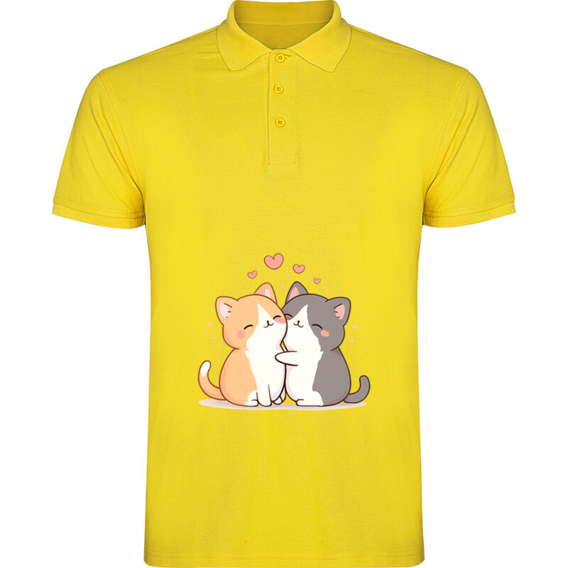Tricou polo Love (Cats), Galben