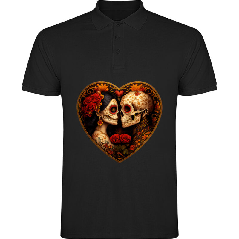 Tricou polo Love is eternal, Negru