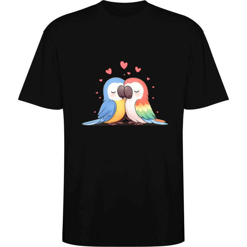Tricou oversize Love (Papagali), Negru