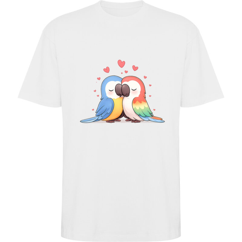Tricou oversize Love (Papagali), Alb