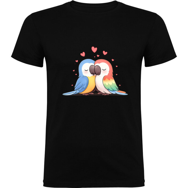 Tricou Love (Papagali), Negru