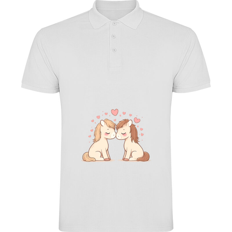 Tricou polo Love (Ponei), Alb