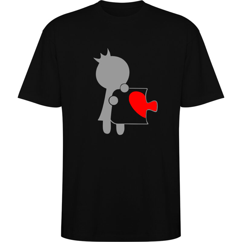 Tricou oversize Love Puzzle - Ea, Negru