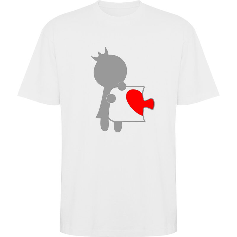 Tricou oversize Love Puzzle - Ea, Alb