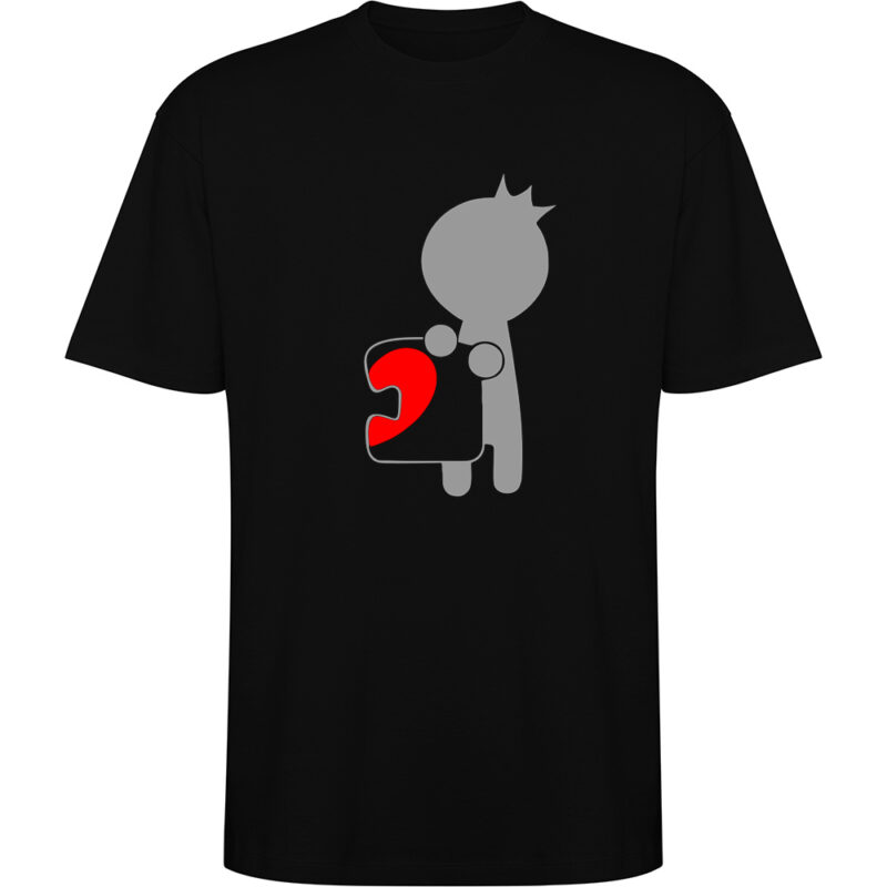 Tricou oversize Love Puzzle - El, Negru