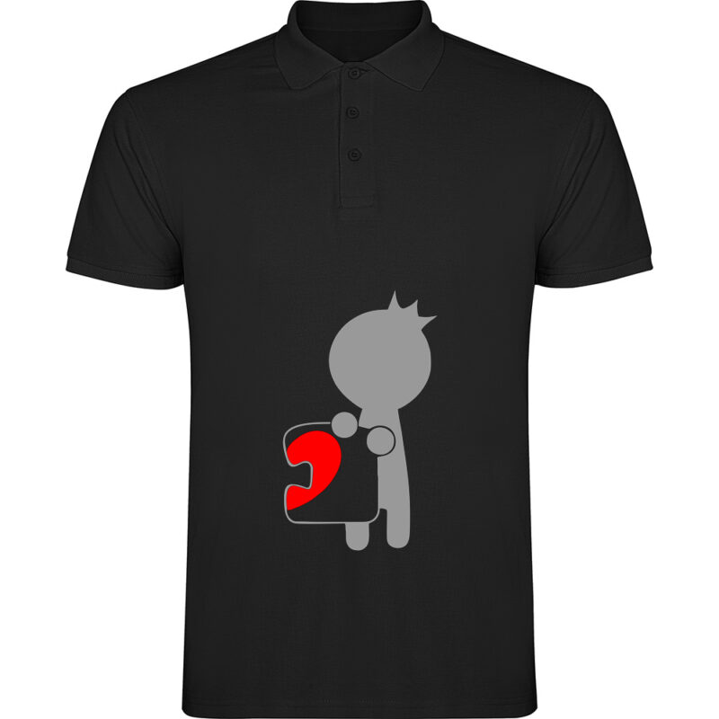 Tricou polo Love Puzzle - El, Negru
