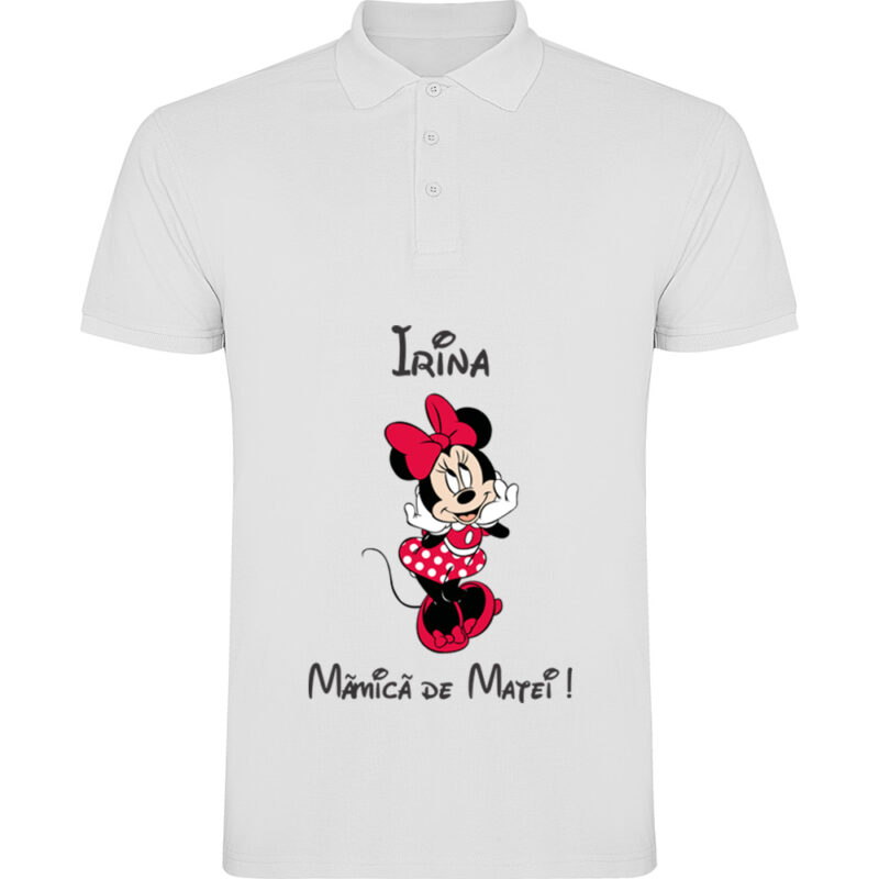 Tricou polo Mămică Minnie, Alb