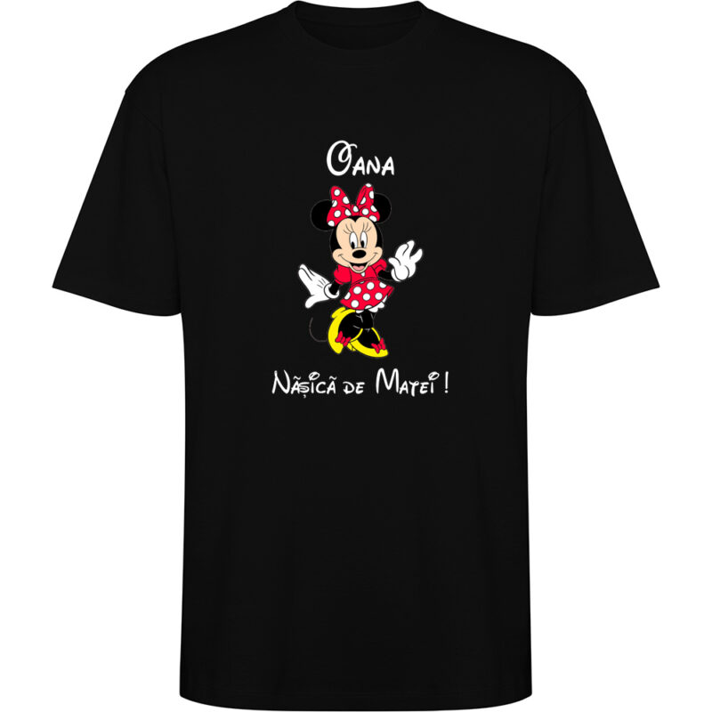 Tricou oversize Nașa Minnie, Negru
