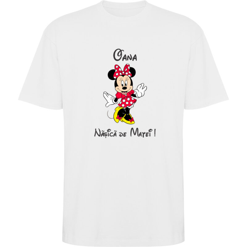 Tricou oversize Nașa Minnie, Alb