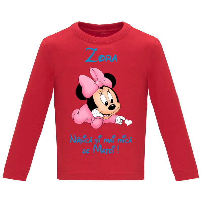 Tricou mânecă lungă copii -Nașica cea mai mică Minnie, Roșu
