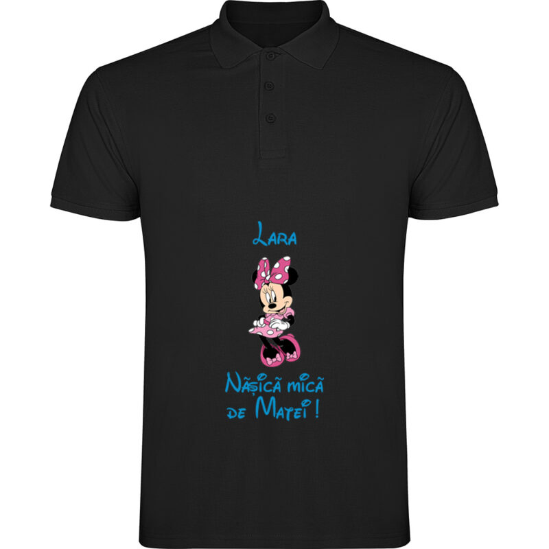 Tricou polo copii Nașică mică Minnie, Negru
