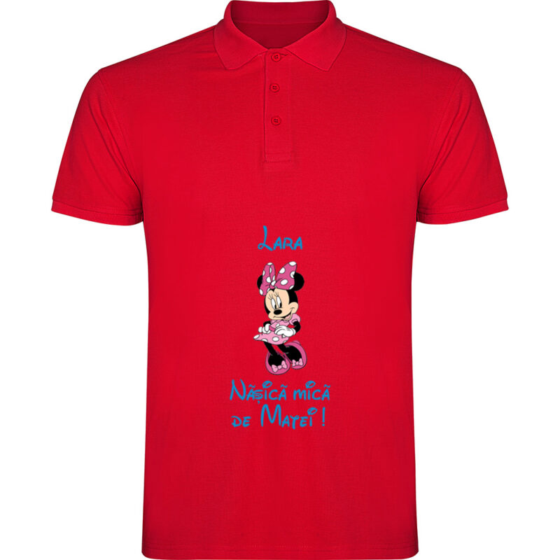 Tricou polo copii Nașică mică Minnie, Roșu