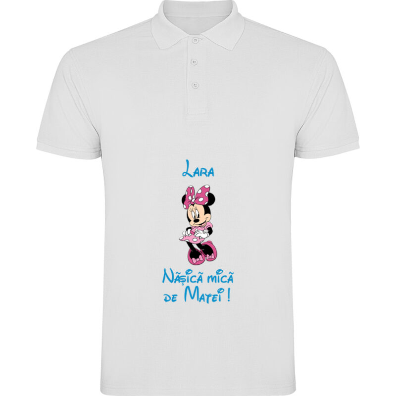 Tricou polo copii Nașică mică Minnie, Alb