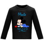 Tricou mânecă lungă copii -Nășic cel mai mic Mickey, Negru