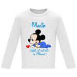 Tricou mânecă lungă copii -Nășic cel mai mic Mickey, Alb