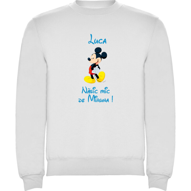 Pulover copii Nășic mic Mickey, Alb